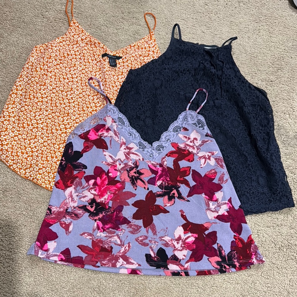 3 for 1 Price Floral and Lace Tank Tops Set